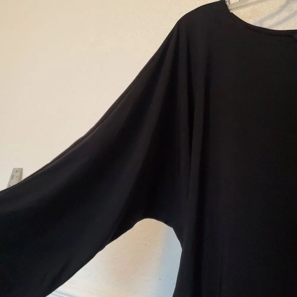 IMAN Assymetric Tunic‎ Blouse Side Ruched 3/4 Sleeve Womens Size XL Black - Picture 5 of 15